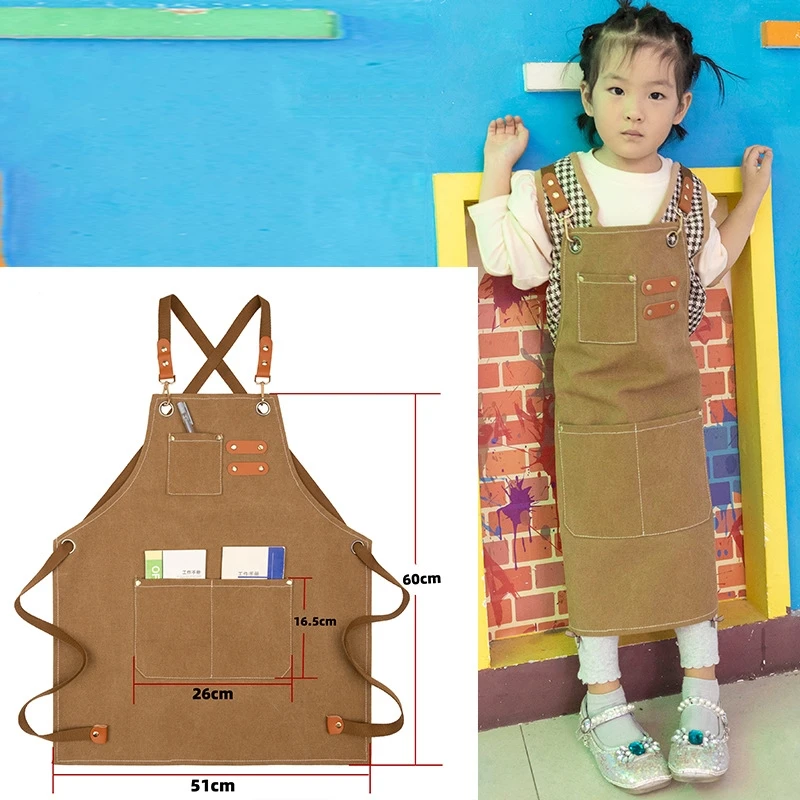 Fashionable Kitchen Coffee Overalls  Hand-Wiping Household Cooking Oil-Proof Sanitary Cotton Canvas Cowboy Apron