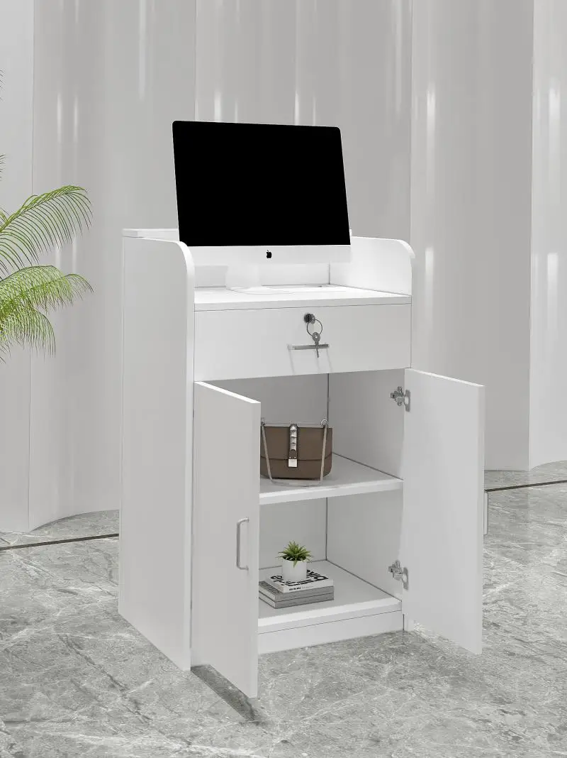 Retail store custom small high quality white modern front desk cash register counter