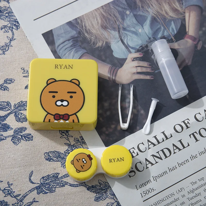 Четырехцветный мультяшный милый чехол для контактных линз с зеркалом