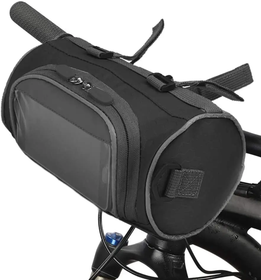 Bike Handlebar Bag Waterproof Bike Bucket Bag with Touch Screen Bicycle Front Storage Bag Large Capacity