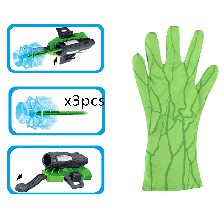 High quality Spider Anime Web Shooter water gun Cosplay Toy Safety Wrist Laucher Fixed sucker bullet Little hero