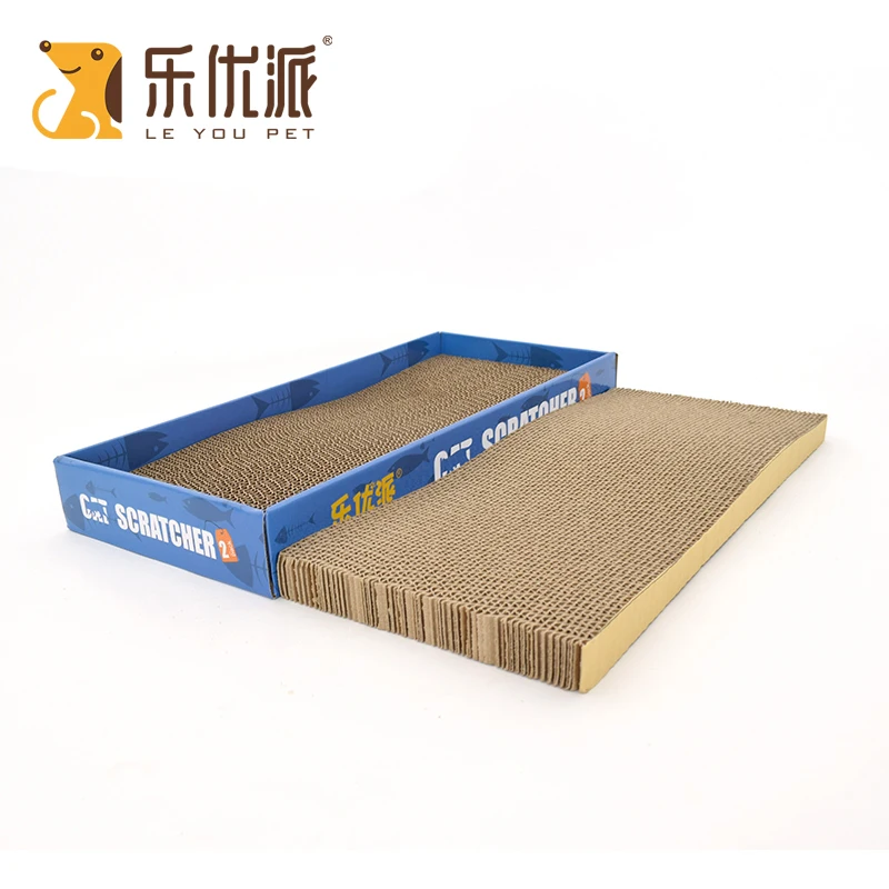 PrimePets 2 in 1 Cat Scratcher Cardboard with Box Replacement Cat Scratch Board Lounge Sofa Bed for Furniture Protector