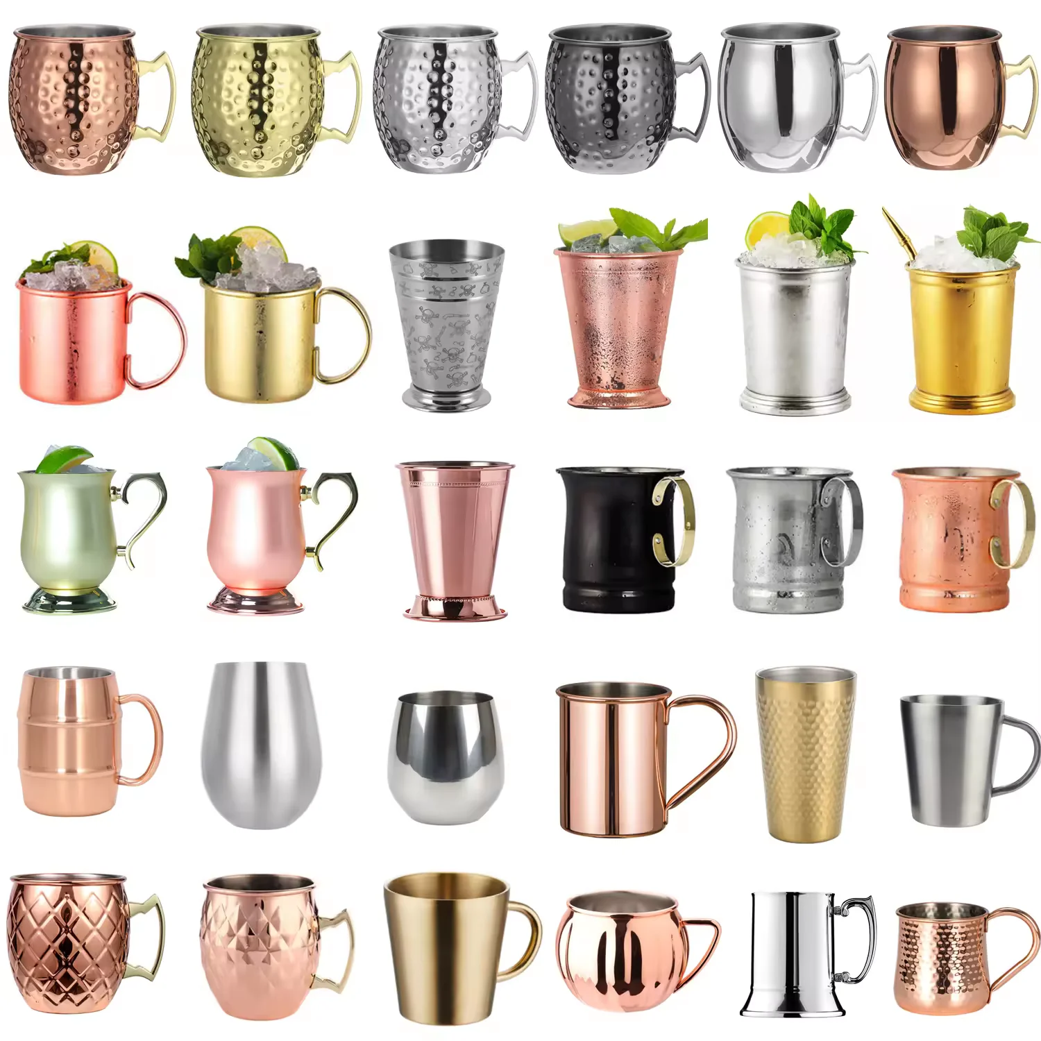 Silver Gold Copper-plated 12-16oz stainless steel drinking  beer copper bottle water moscow mule mug with handle
