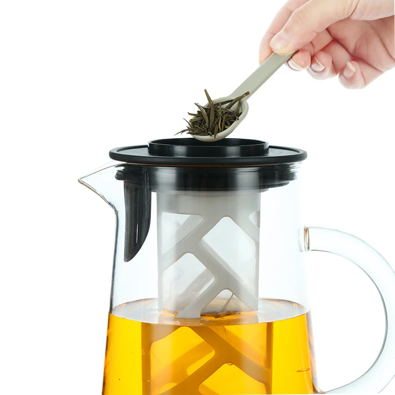 1.5l glass pitcher hot/cold water coffee brew maker jug iced tea pitcher jug stainless steel infuser lid