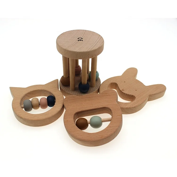 Распродажа деревянные детские погремушки Монтессори кольцо для младенцев