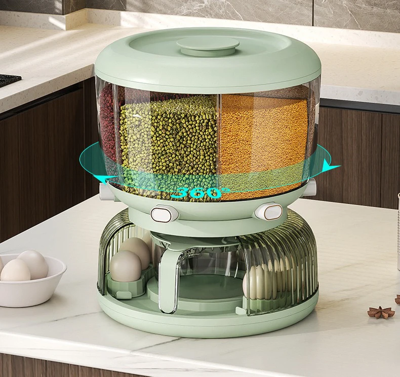 DS1830 Rotating Food Dispenser Sealed Cereal Dispenser Rice Tank Grain Box Rice Dispenser Rice Grain Storage Container
