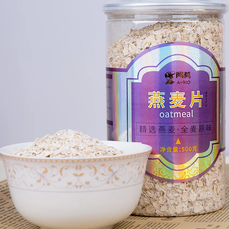 Instant organic rolled oats flakes with pure oat fiber
