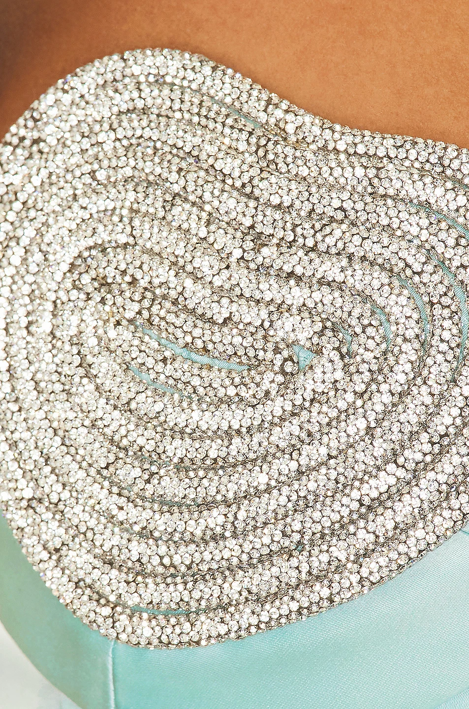 Women Elegant Handmade Crystal Beading Bandage Dress Party Strapless Midi Bodycon Dress