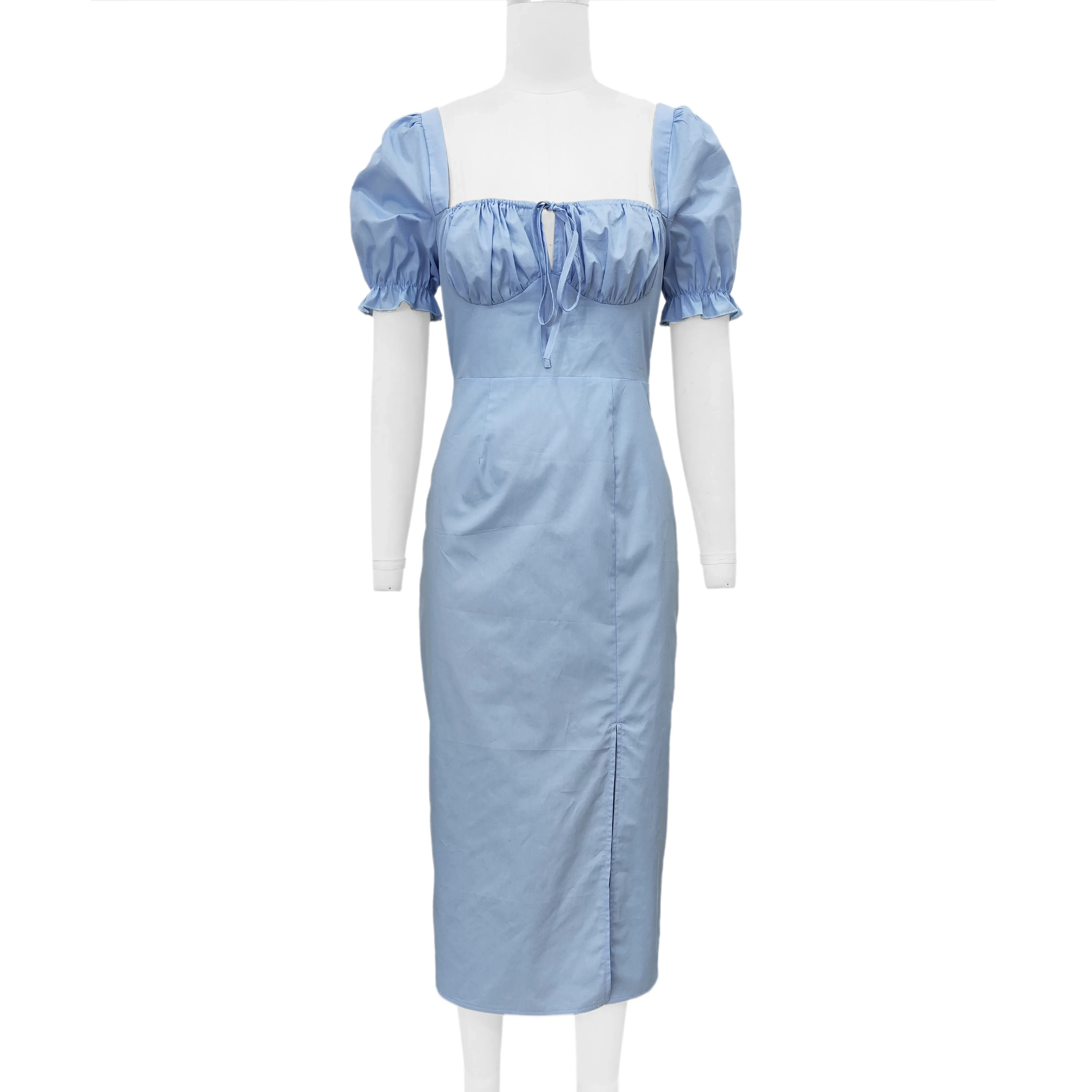 Ladies Formal Elegant Maxi Dress Square Collar Short Sleeves Pink Cotton Printed Casual Party Style Sexy Midi Summer Day Outfits