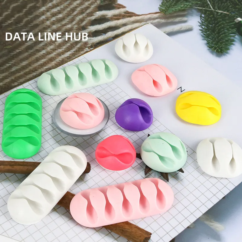 Candy Color Cable Organizer Silicone USB Cable Winder Desktop Management Clips Cable Holder For Mouse Headphone Earphone Wire