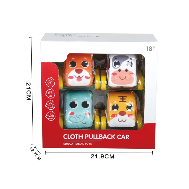 Mini Cartoon Other Educational Toy Sliding Removable Soft Pull Back Cloth Car 4 types mixed