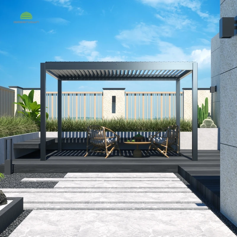 Modern waterproof bioclimatic awnings operable opening louver pergola system