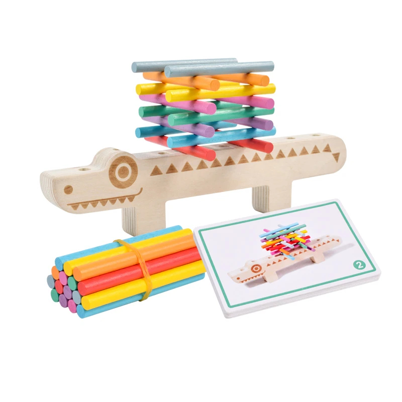 Wooden educational toy Alligator card matching game puzzle toy for boys and girls aged 2-4 and 5-7 years old