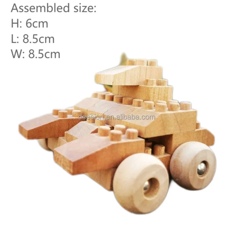 Hot sale direct factory creative wooden DIY toy gift tank for Christmas wood legoo