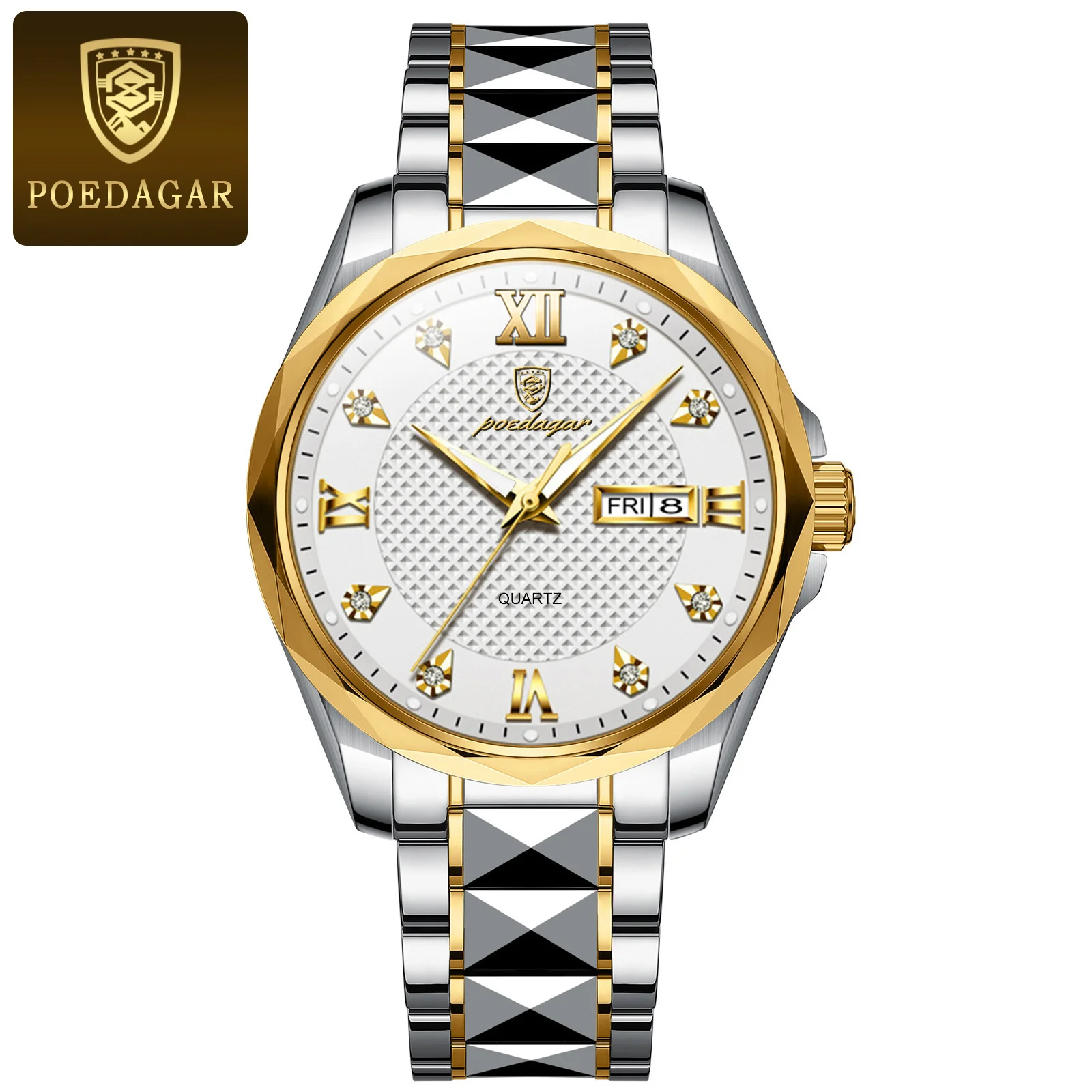 POEDAGAR 998 own brand personalised gents quartz watch 2024 Steel Strap water resist date display free shipping Casual watch