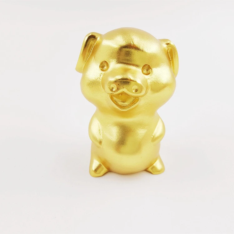 Copper Home Ornaments Chinese Zodiac Animal Pig Brass Art Craft Golden Colored