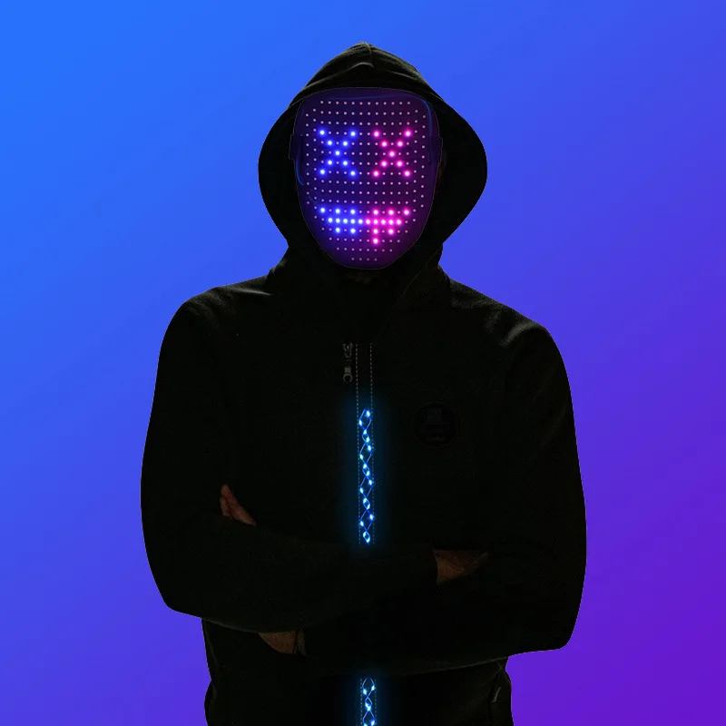 Led Mask with Gesture Sensing,Unisex LED Lighted Face Transforming Mask for Costume Cosplay Party Masquerade