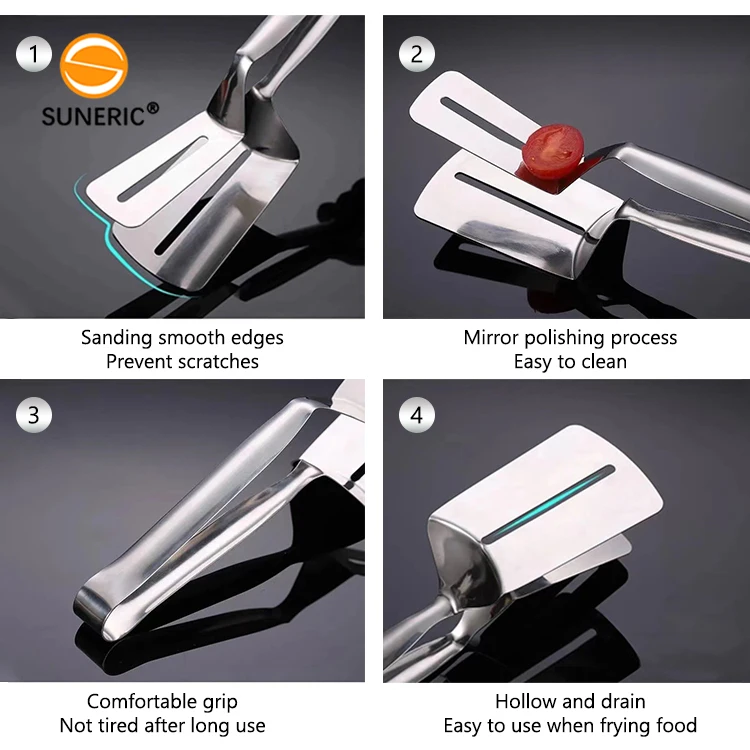 Wholesale barbecue food clip steak BBQ spatula tongs stainless steel fish tong