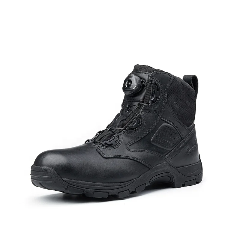 New Combat Boots with Fast Closure System Full Grain Leather Tactical Boots Waterproof Membrane 6 Inches Black Durable Boots