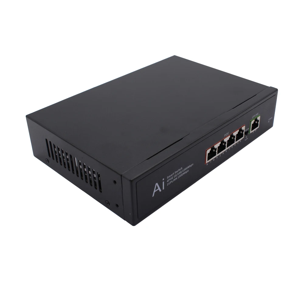 4 Port 10/100M POE Fiber Ethernet Switch Media Converter Up to 20km SC Compatible with IEEE802.3AF/AT Fiber Optical Equipment