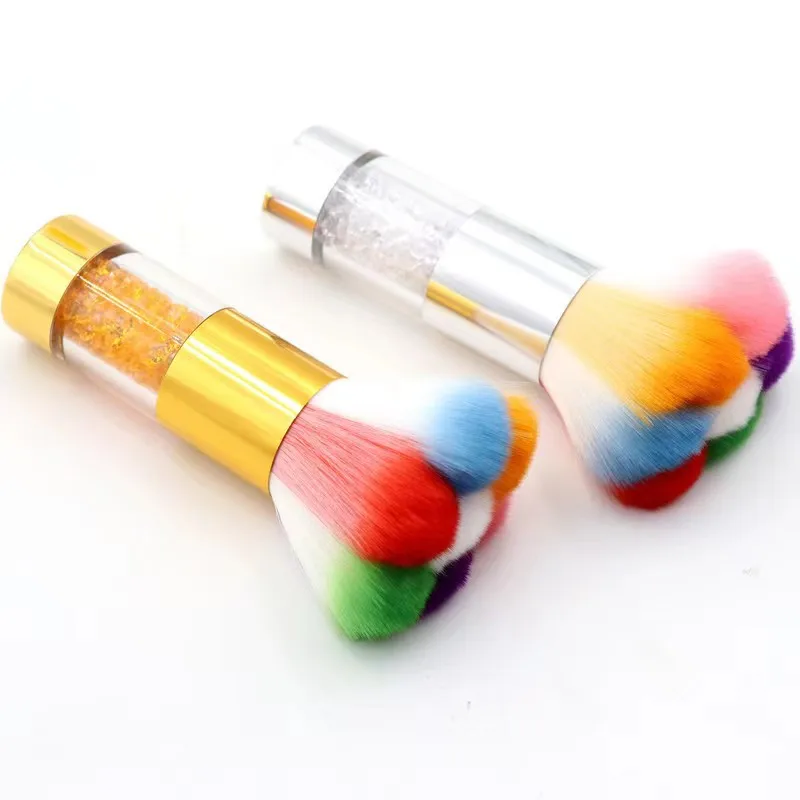 Big size Manicure Colorful Acrylic Crystal Handle Soft Cleaning Dust Nylon Hair Powder Removal Brush