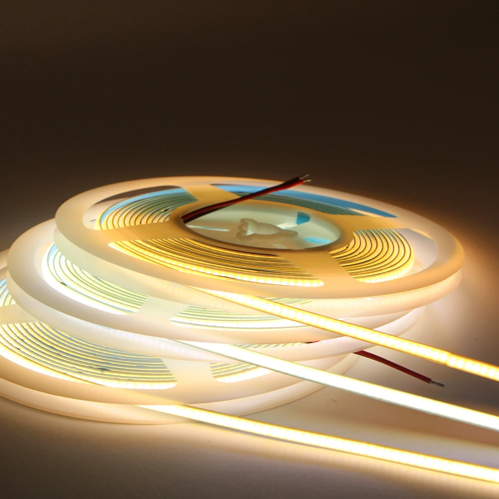5mm Ultra Slim COB LED Strip 384LEDs/m 12V/24V High Density RA90 3000K Flexible Linear Dimmable Super Thin COB LED Tape Light