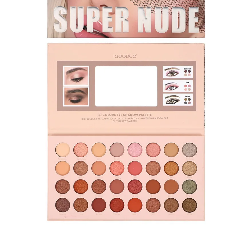 Wholesale 32 Color Make up Pallets Eye Shadow Chrome Fashion High Pigmented Colorful Eyeshadow