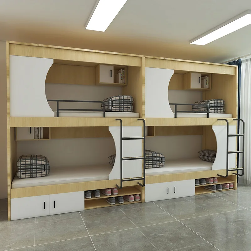 Contemporary Styled Modern Wood Panel Bunk Bed Sturdy Loft Bed with Gaming Style for Hostels Apartments Dormitories