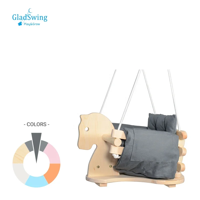 Спальня и гостиная, хорошая нагрузка легко установить с красочными подушками, деревянные качели пони