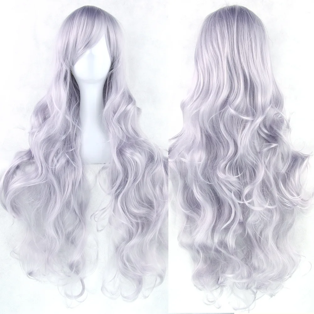 High Quality Heat Resistant Fiber Long Hair Synthetic Wig Cosplay Party Color Wig