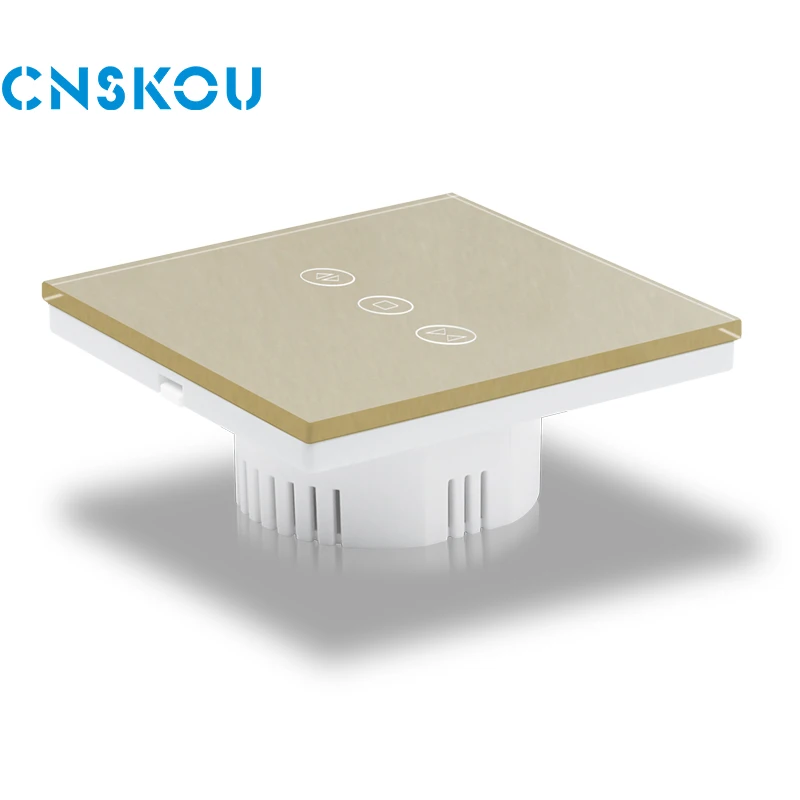 CNSKOU Factory New Design EU/UK Standard Crystal Panel tuya Voice System Touch WiFi Smart Curtain control drivers Wall Switch
