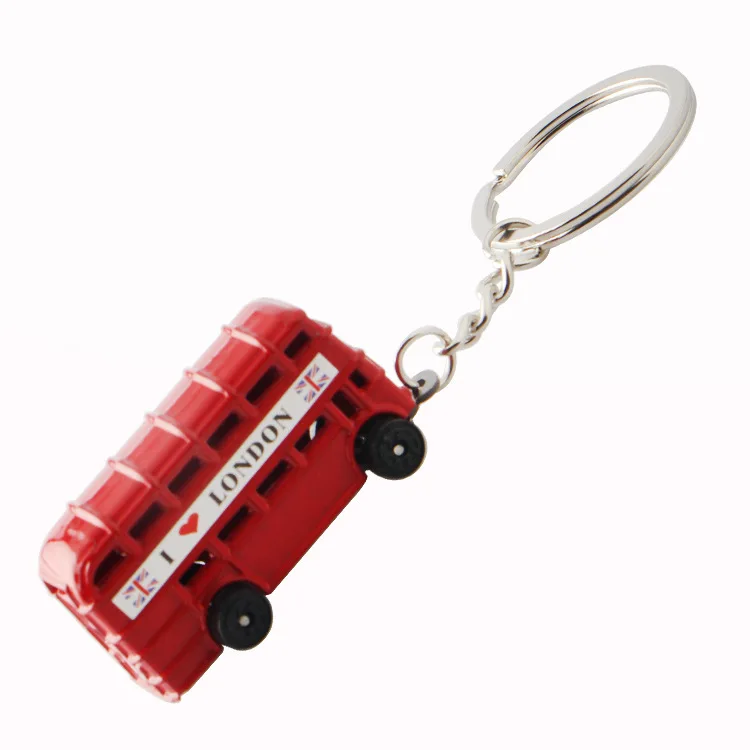 AA017983 travel tourist keyring souvenirs gift 3D red mailbox telephone double decker bus taxi pendant keychain