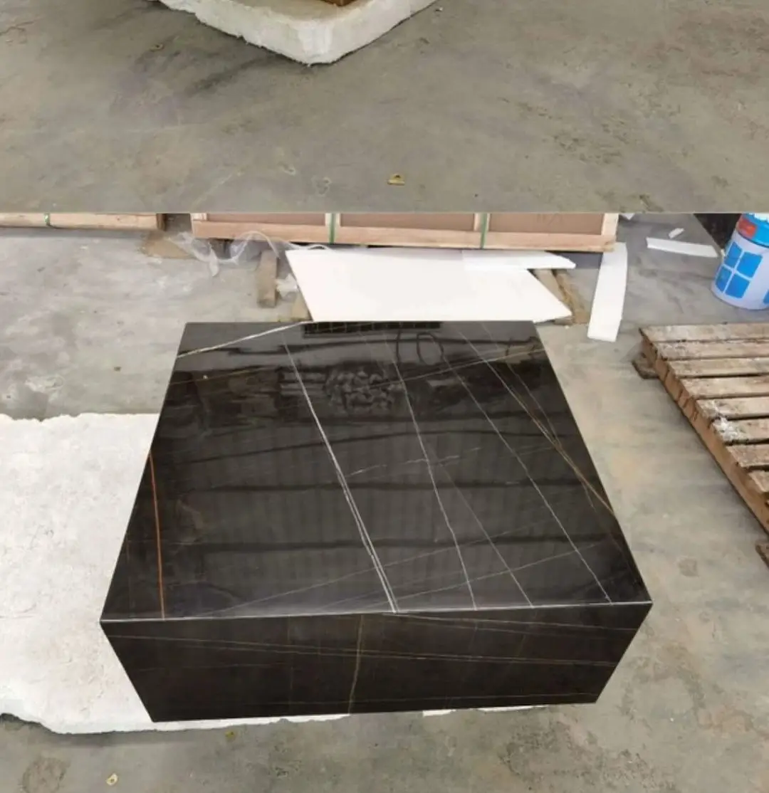 Modern Grey Veins White Marble Coffee Table