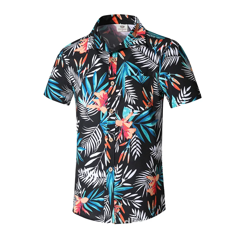 Wholesale sublimation summer casual two piece sets short sleeve button beach shirt and board shorts mens Hawaiian beach shirts