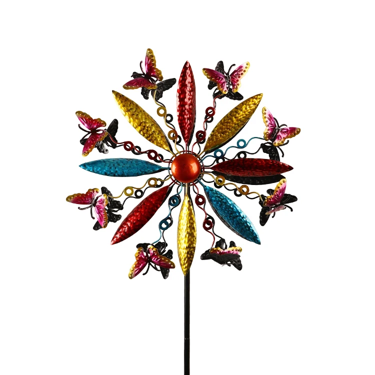 New Arrived wind spinners garden ornament Art Colorful Windmill Metal Garden Wind Spinner