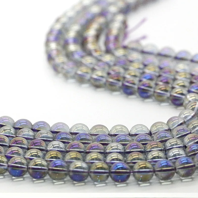 2024 hot sale Electroplated glass beads blue yellow green lampwork glass beads trendy jewelry crackle glass beads