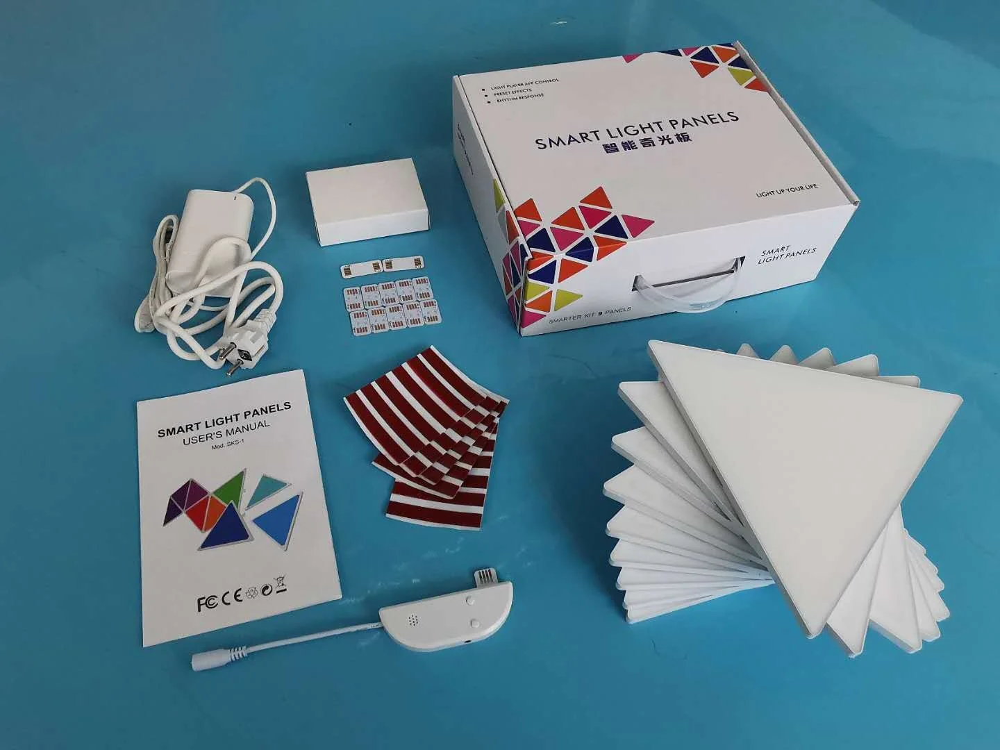 DIY WIFI control smart addressable 9pcs triangle kits magic RGB led panel light