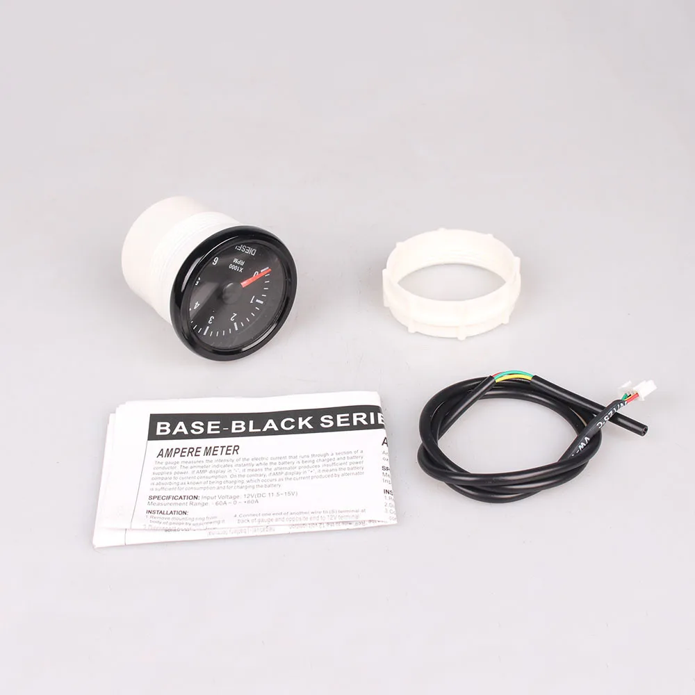 52mm Universal Waterproof Diesel Gasoline Engine Tachometer 6000RPM With Hourmeter REV Counter
