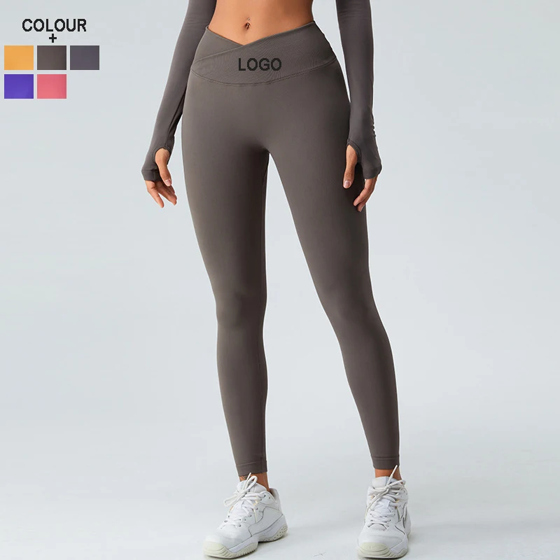 Elastic Compression Scrunch Butt Seamless Criss-Cross Yoga Leggings Push Up Pants