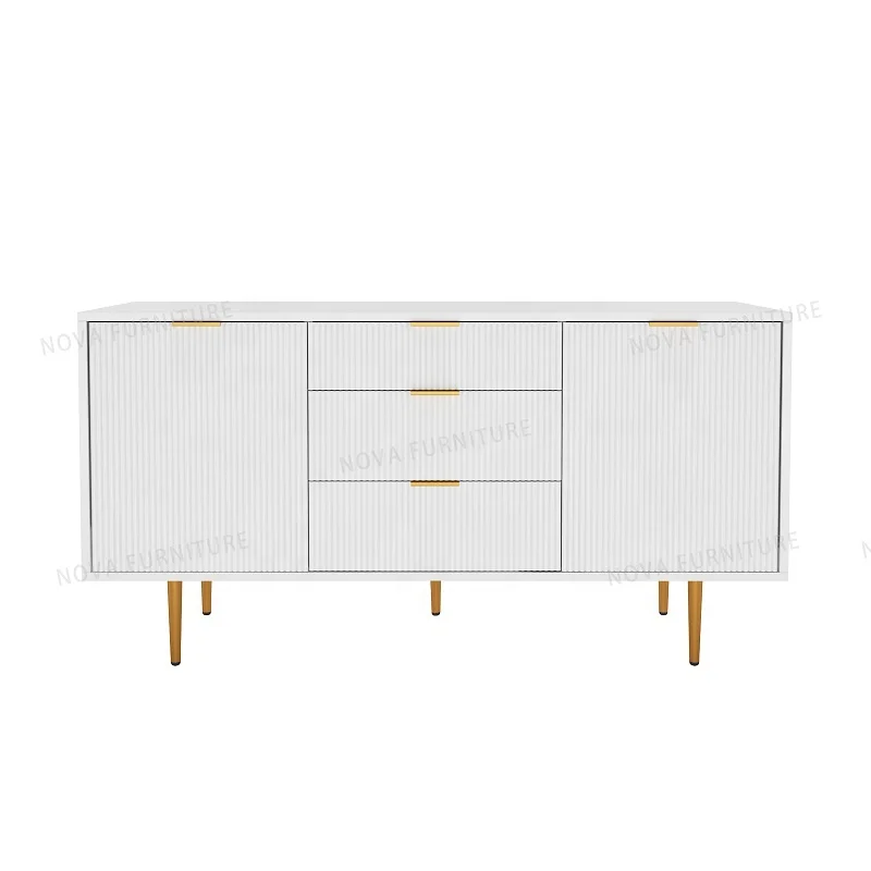 NOVA, минималистичный дизайн, матовая лаковая роспись, большой современный буфетный шкаф, рифленая волнистая доска, кухонный обеденный буфет