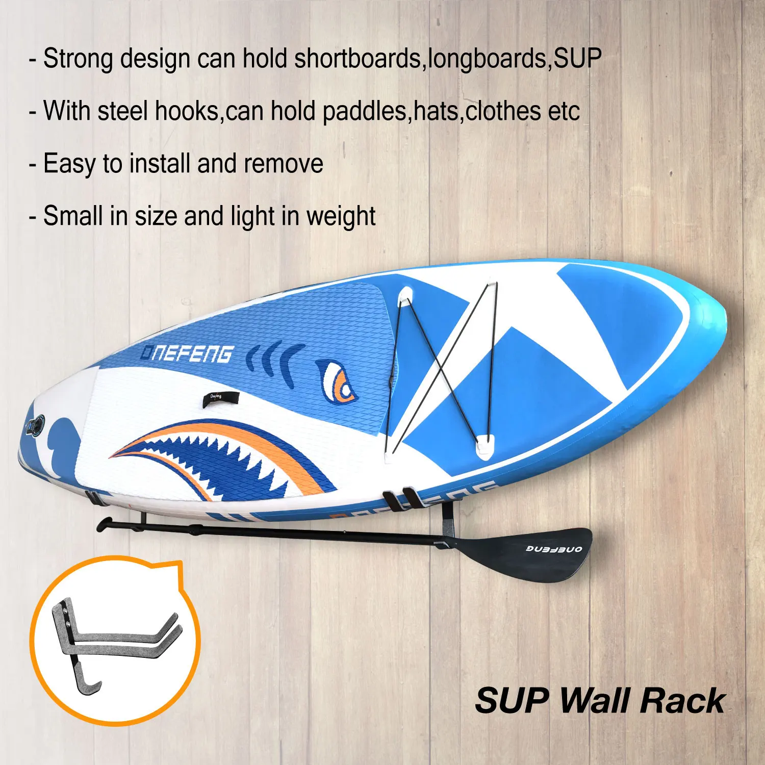 Kayak Surfboard Longboard Storage Wall Rack Display Mount Storage  Paddle Rack With Hooks surf rack