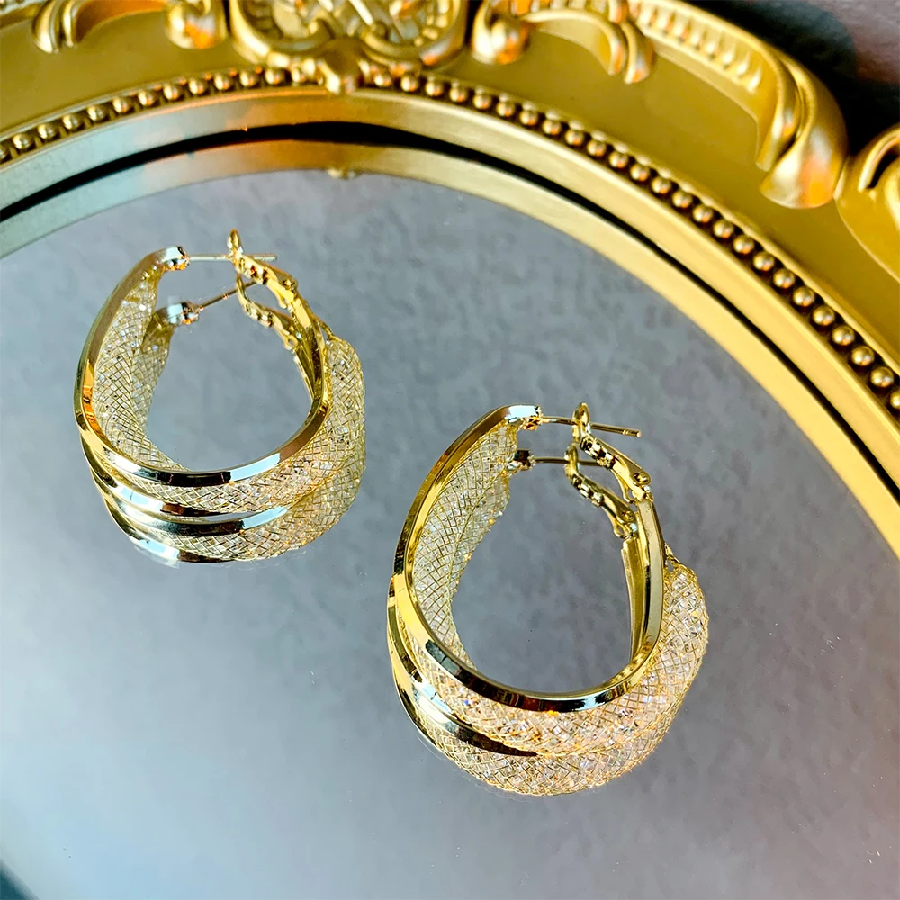 Gold-Plated Copper, 925 Silver Needles Earrings Cut-out Hoop Earrings Fashion Designer High Quality Jewelry Earrings