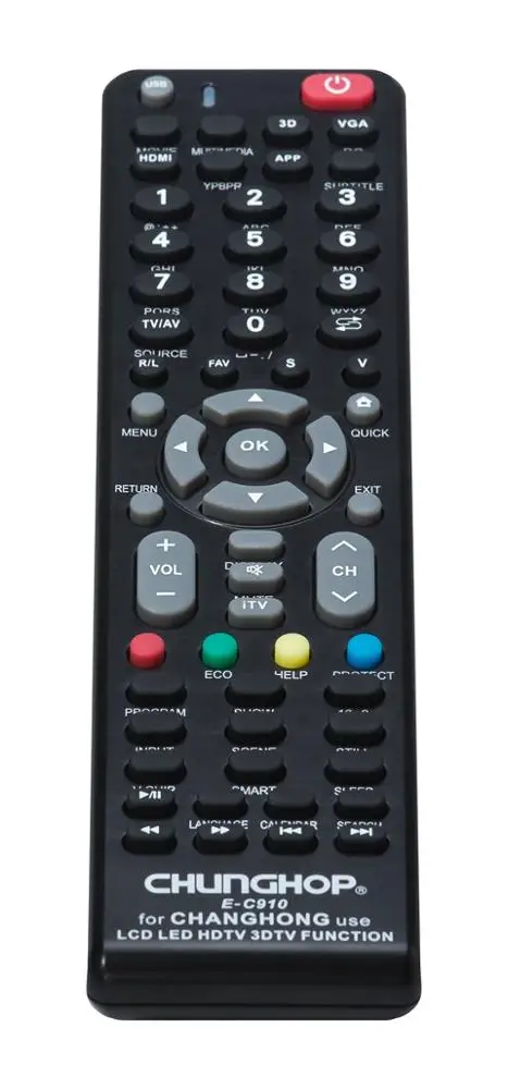 Chunghop factory E-C910 LCD LED HD TV replacement for changhong smart tv control remote