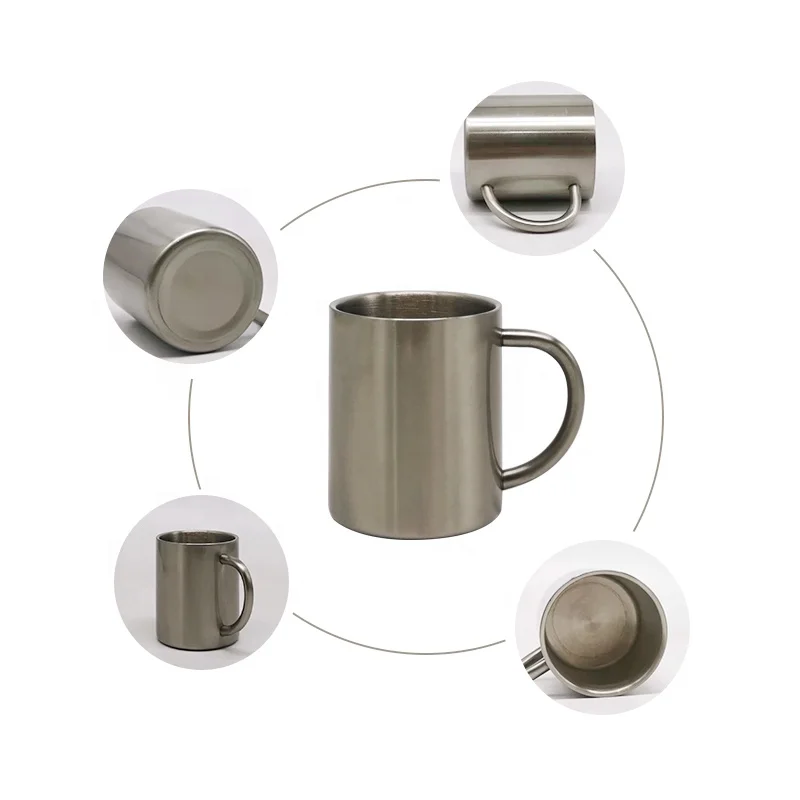 wholesale double wall stainless steel mugs coffee tea cup camping tumblers With handle