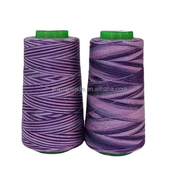 402 High Quality  Garment Casual Wear Spun Polyesters Sewing Thread Varigated Color Custom Glow Reflective Thread