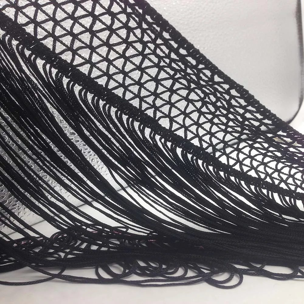 sewing supplier customized black fashion 40cm 50cm  long crochet rayon fringe curtain tassel trim