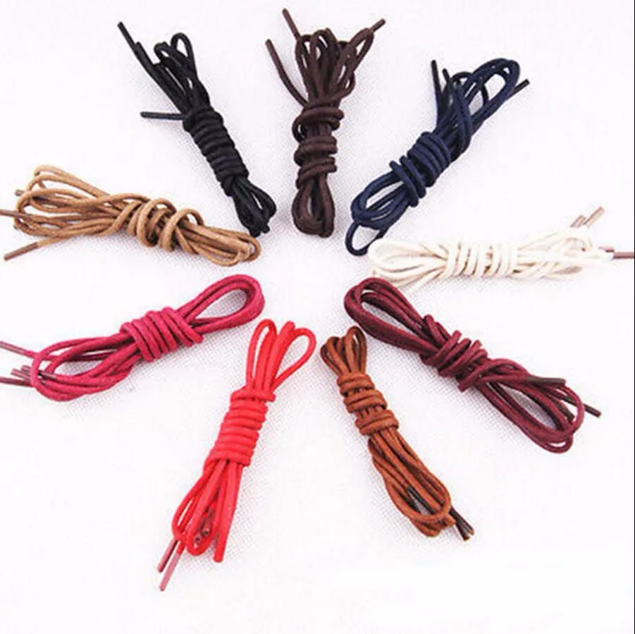 Hot Selling 2mm Waterproof Shoelaces Round Waxed Leather Shoe Laces For Long Boots