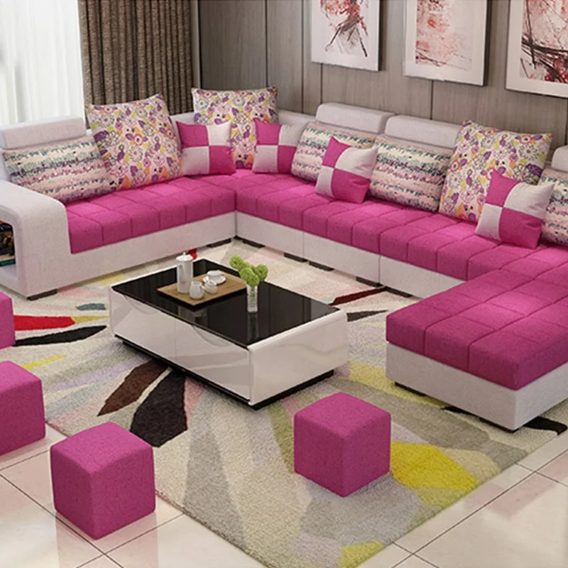 Lobby Comfortable Living Room Furniture 9 Seater Designer Italian Fabric Sofa