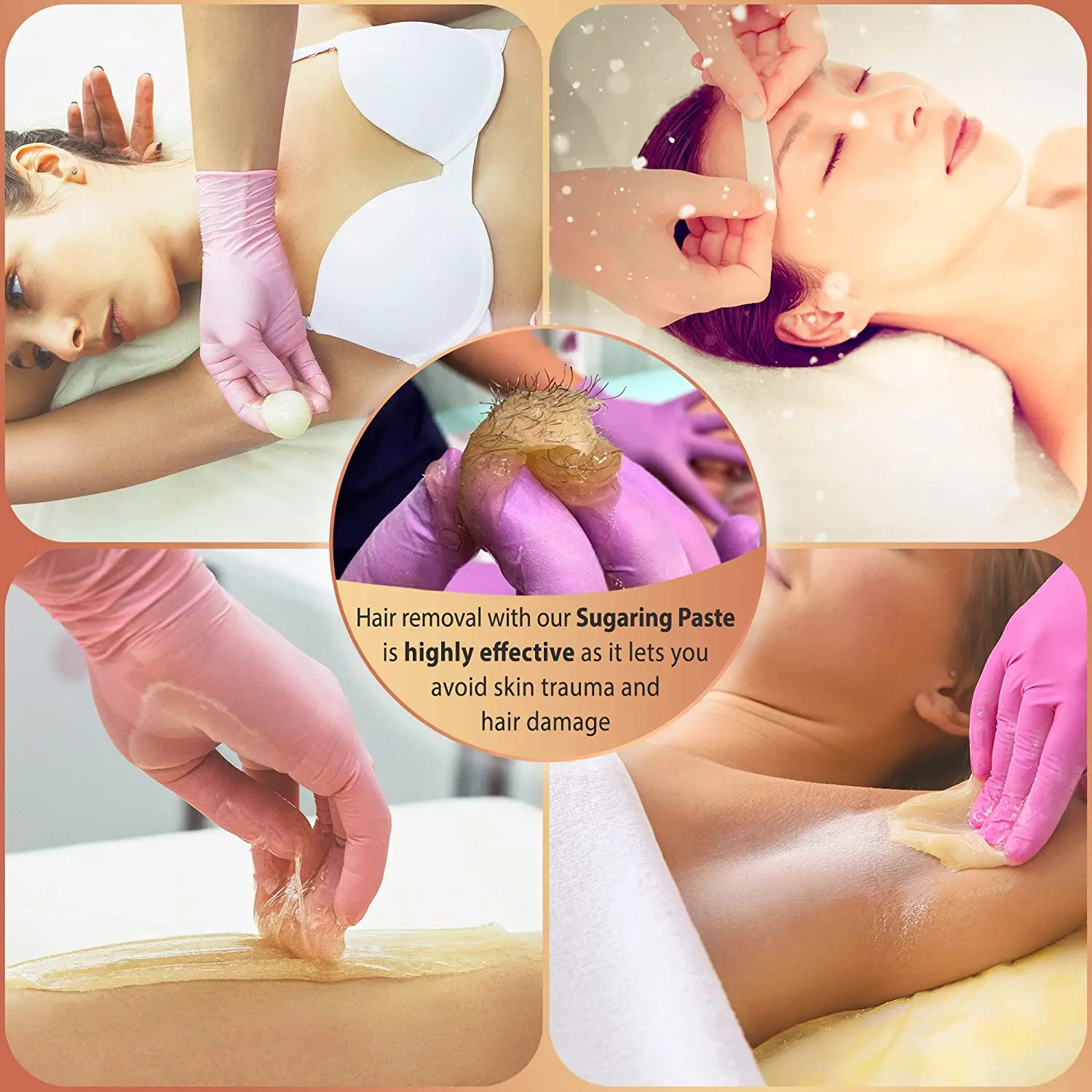 100% Natural Brazilian Body Wax Sugaring Paste Depilatory Soft Sugar Wax Hair Removal for Sensitive Skin