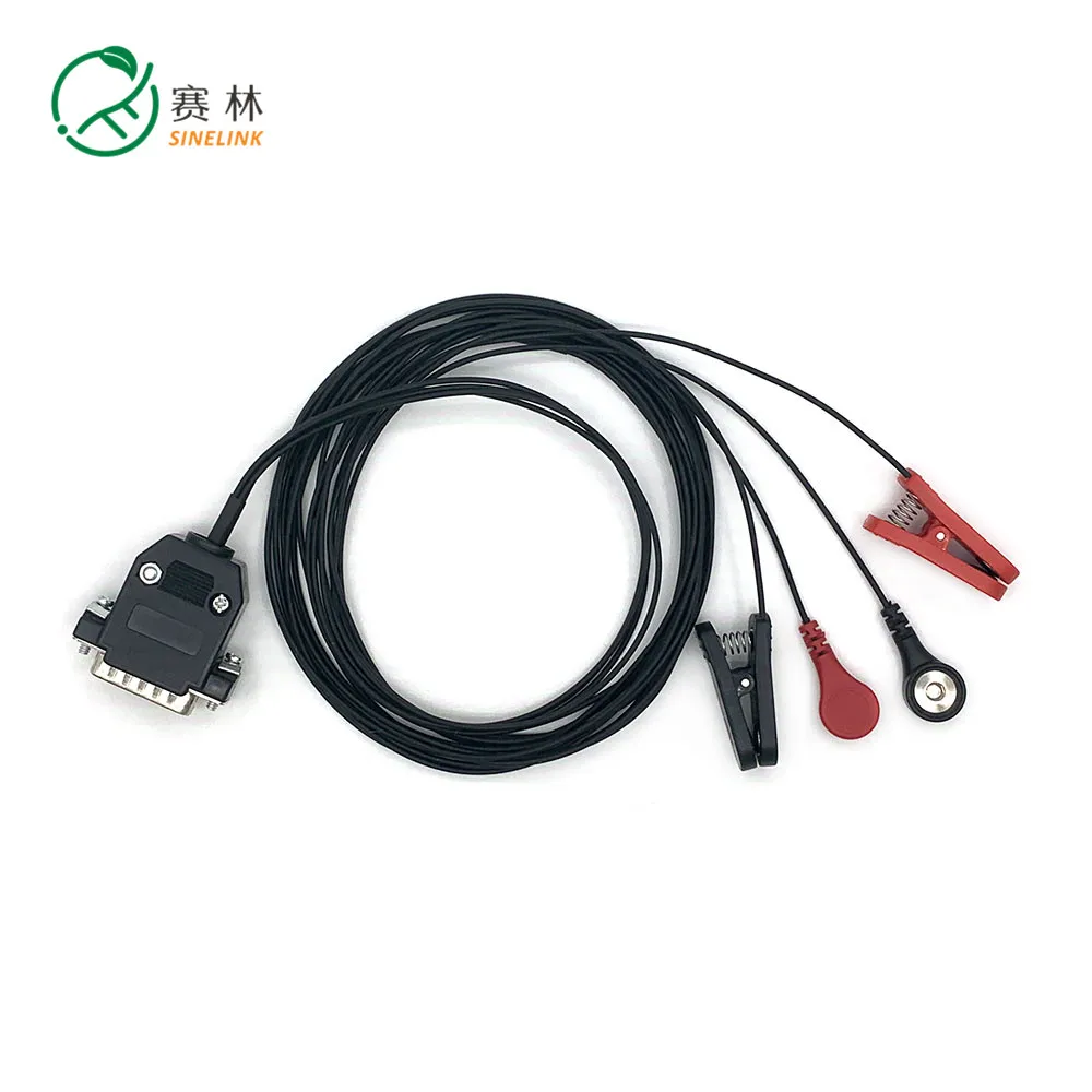 OEM customized product DB15 plug to ear clip snap cable for medical equipment